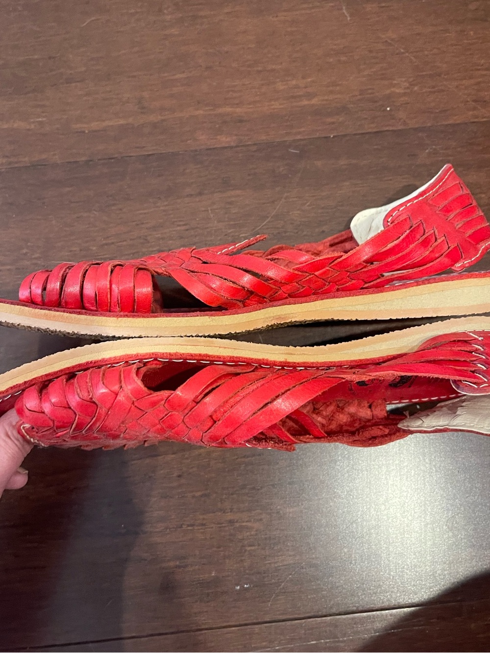 red mexican woven huaraches sandals nwot - Picture 5 of 7